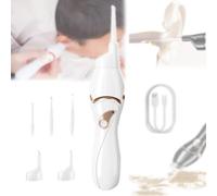 NOOGRRFA Limpiador De Oídos Eléctrico,Limpieza De Oídos En Casa con Luz,Carga USB,Potencia De Succión,Cabezal De Cuchara Suave De 0,3Cm,Material De Silicona,Curvado De 90°,para Adultos Y Bebés White
