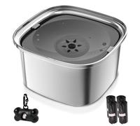 NOOGUI - Bebedero Perro - 3L de Capacidad - Antigoteo, Antisalpicaduras y Antivuelco - Acero Inoxidable -Antideslizante - Portátil para Interior y Exterior - Incluye Dispensador + 4 Bolsas de Regalo