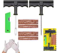 NOOGUI - Kit Antipinchazos Coche - Kit Repara Pinchazos Coche - Reparación Rápida en 15 Minutos - Incluye 20 Mechas Pinchazos Coche, 2 Herramientas en T, Guantes y Cúter