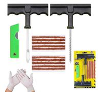 NOOGUI Kit Repara Pinchazos Coche | Antipinchazos Neumáticos Moto y Bicicleta | Reparación en 15 Minutos | Incluye 10 Mechas, 2 Herramientas en T, Guantes y Cúter | Kit de Reparación Completo
