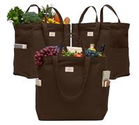 Nook Theory 3 bolsas reutilizables para comestibles, bolsas de lona resistentes, bolsa de compras reutilizable grande, picnic, 100% algodón (moca)