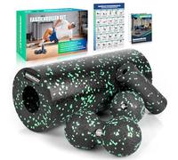 nooncrazy Juego de rollos para fascia con bolsa de cordón y pósteres de entrenamiento, juego de fascia con bola de fascia pequeña y doble bola para entrenamiento de fascia muscular, tejido conectivo y