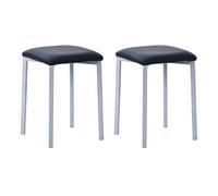 Noorsk Design Lote de 2 Banquetas Cocina - Taburete Bajo con Estructura Metálica Gris Epoxi y Asiento de Madera de DM con Espuma, Acabado en Poliéster - Colores Blanco y Negro, 32x32x45 cm (Negro)