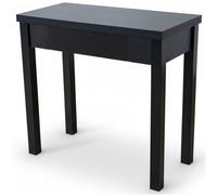 Noorsk Design Mesa de Cocina Plegable Extensible - Pequeña con Cajón y Cubertero - Mesa Libro 80x40 / 80x80 cm (Negro)