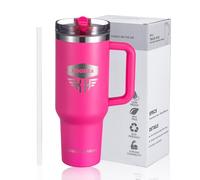 NOORZA Vaso Térmico 40 oz (1,18 L) con Asa - Acero Inoxidable Doble Pared Sin BPA - Reutilizable, Hermético, Gran Capacidad para Café, Té, Bebidas Calientes o Frías - Rosa Fucsia