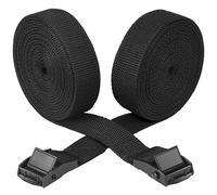Noosverl 2 correas tensoras multifuncionales con hebillas de metal, correas de amarre resistentes con cierre de pinza para bicicleta, moto, coche, transporte (300 x 2,5 cm) (negro)