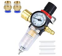 Noosverl Reductor de Presión de Aire, Regulador de Presión 1/4 BPS con Separador de Agua, Acoplamiento Rápido Alemán y Manómetro, Herramientas Neumáticas,Separador De Agua Y Aceite,Filtro de aire