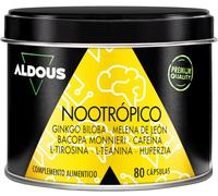 Nootrópico Potente Natural - 80 Cápsulas de 800 mg - Memoria, Concentración, Energía - Ginkgo Biloba, Melena de Leon, Cafeina, Bacopa Monnieri, Tirosina, Teanina, Huperzia - Fabricado en España