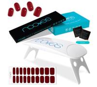 NOOVES Láminas de Gel para Uñas + Lámpara de Secado | 20 uds Rojo, Semicuradas y Veganas con Lima y Palito de Naranjo