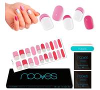 NOOVES - Láminas de Gel para Uñas Love Vibes | Francesa 20 Uds | Semicuradas Premium | Stickers y Pegatinas | Incluye Lima y Palito de Naranjo | Vegano