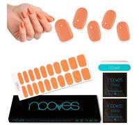 NOOVES - Láminas de Gel para Uñas Orange Glow | Naranja 20 uds, Semicuradas Premium, Pegatinas, Incluye Lima y Palito de Naranjo, Vegano
