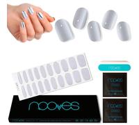 NOOVES - Láminas de Gel para Uñas|Silver Sheen | Silver Sheen | 20 uds, Uñas de Gel Semicuradas Premium, Gel Nail Stickers,Pegatinas Uñas de Gel, Incluye 1 Lima de Uñas y 1 Palito de Naranjo, Vegano