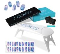 NOOVES - Pack Láminas de Gel Nail Art Blue Marble con Lámpara UV/LED de Secado, 20 Uñas Semicuradas Premium + Lima