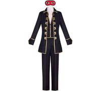 Noowye Anime Hijikata Toushirou/ShinsenGumi Cosplay Disfraz de hombre Traje Uniforme Negro Oro Pantalones Traje Traje Halloween Navidad Disfraz Fiesta Dress Up con Wig