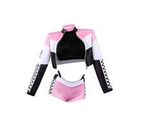 Noowye Anime Kitagawa Marin Cosplay Disfraz Mujer Traje de Kartanzug Rose con Pantalones Cortos Chaqueta Racing Suit Navidad Disfraz Halloween Uniforme Adulto para Mujeres