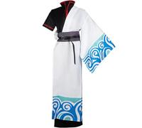Noowye Anime Sakata Gintoki Cosplay Disfraz Kimono Japonés Tradicional Túnica Ropa Completo Conjunto Adulto Halloween Navidad Uniforme con Peluca