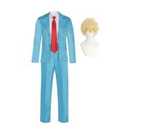 Noowye Anime Sousuke Shima Cosplay Disfraz Azul Uniforme Escolar Traje Traje Traje Amarillo Wig Rojo Corbata Navidad Halloween Uniforme para Escenario Escolar