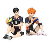Noowye Anime Tobio Kageyama Figura Estatua Shoyo Hinata Figuras de Acción Figuras de Voleibol Japonés 12CM Modelo Sentado PVC Decoración de Escritorio Adornos