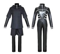 Noowye Disfraz de cosplay de Kaneki Ken de Anime Kaneki Ken con peluca, máscara de combate, uniforme japonés, para Halloween, carnaval (negro, adulto)