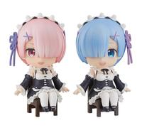 Noowye Re:0 Ramu/RAM Mini Figura Anime REM/Remu Figura de Acción Anime Q Estatua 9 CM Maid Chica Figura Dibujos Animados Personaje Sentado Modelo Decorativo Adornos 2 Unidades/Set