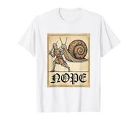 Nope Knight Fighting Giant Snail Funny Medieval History Meme Camiseta gráfica económica, Hombre, Blanco, XL
