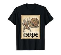 Nope Knight Fighting Giant Snail Funny Medieval History Meme Camiseta gráfica económica, Hombre, Negro, S