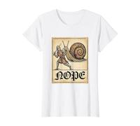 Nope Knight Fighting Giant Snail Funny Medieval History Meme Camiseta gráfica económica, Mujer, Blanco, XS