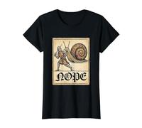 Nope Knight Fighting Giant Snail Funny Medieval History Meme Camiseta gráfica económica, Mujer, Negro, XL