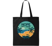 Nope Not Today Lazy Cat Beach Graphic - Bolsa de algodón ecológico natural, color negro, Black, Talla única