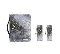 Nopersonality Funda de mármol para la Biblia para mujer, funda de transporte de la Biblia de piel sintética, funda de cuero clásico cosido marcapáginas para gusanos de biblioteca, 2 piezas