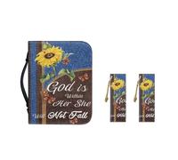 Nopersonality Fundas para la Biblia para mujer, multiusos, funda de piel sintética, impermeable, marcapáginas de cuero genuino para gusanos de biblioteca, 2 paquetes, Estampado de girasol, L Size