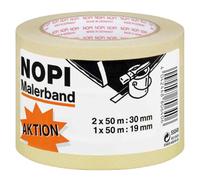 Nopi-Krepp 3er Crepé 2 x 50 :3 0MM,1x 50M: 19MM Cinta de Pintor Adherir Adhesiva
