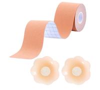 NOPKESV 1 unidad Sujetador adhesivo reutilizable, Efecto Push Up, Pezoneras de silicona, Boob tape, vestidos de gala y vestidos de novia invisibles y reutilizables, Para tallas de copa A-E (5 cm *5 m)