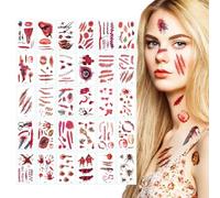NOPKESV 30 hojas de tatuajes de cicatrices y heridas falsas de Halloween, accesorios de maquillaje y maquillaje zombie para disfraces de vampiro y bruja, ideales para Carnaval y fiestas temáticas