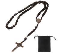 NOPKESV Collar de Rosario (1 pieza), Cadena con Cruz Ortodoxa y Cuentas de Oración de Madera Natural, para Cristianos Católicos, hombre y Comunión Religiosa, Bautismo, Misa, Biblia