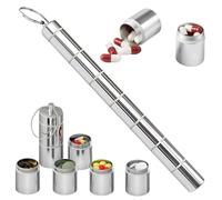 NOPKESV Pastillero Llavero Pequeño, 7 días, diseño mejorado, portátil, 1 pieza, Pastillero de Bolsillo Metálico, Pastillero Diario de Viaje para Tabletas, Píldoras y Cápsulas (Plata)