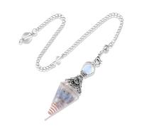 NOPKESV Péndulo hexagonal natural, 1 pieza, curativa antiestrés, adivinación, Reiki y esoterismo, colgante de piedra degradada, cristal para radiestesia y pendulo egipcio, scrying (Aquamarina)