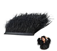 NOPKESV Ribete de Plumas de Avestruz con Cinta de Satén,1m (10~15cm) (Kokosnuss Braun) para Vestidos,Costura,Manualidades,Disfraces,Decoración,Plumas Negras,Plumas Flecos