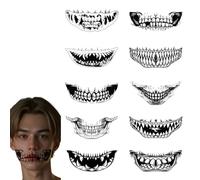 NOPKESV Set de 10 Piezas Tatuajes Temporales para Halloween, Pegatinas, Zombie, Vampiro, Joker, Cara, Disfraz Mujer, Accesorios de Maquillaje, Props Cosplay, Decoración de Horror para Fiesta