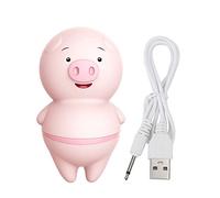 NOPNOG Estimulador de clítoris con 6 tipos de fugas de lengua - Vibrador de pezones de silicona y ABS - Carga USB - Masturbador femenino con el tipo de Pink Pig