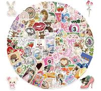 NOPVUFA 100 Piezas Pegatinas Aesthetic Retro Rosa Autoadhesivas para DIY Diario Scrapbooking Álbum Manualidades Artesanía Cuaderno Decoración Coloridas s Diseño Vintage