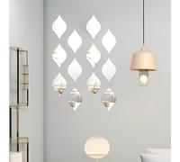NOPVUFA 12 Pezzi Espejos Adhesivo Pared Decorativos, Gotas de Agua Pegatinas Pared Decorativas Acrílico Plata Extraíble para Habitación, Salón, Dormitorio, Oficina