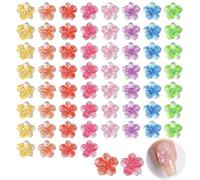 NOPVUFA 60 Piezas Flores para Uñas 3D de Resina, Encantos Florales Estilo Hibisco Hawaiano para Manicura Creativa, Decoración de Uñas de Cristal Coloridas para DIY y Manualidades, Diseño de Verano