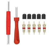 NOPVUFA Herramientas Coche 12 Piezas Kit Reparación Neumáticos Auto, Extractor de válvulas Monocéfalo, Bicéfalo Extractor Válvulas, 5 Insertos de válvula 5 Gorras para Camión Bici Moto