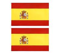 NOPVUFA Pack de 2 Bandera España Grande para Exterior 90x150cm, Bandera de España para Balcón Fabricada en Poliéster Reforzado con 2 Ojales Metálicos para Eventos Deportivos y Fiesta Nacional