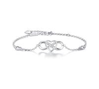 NOPVUFA Regalo para Mujer, Pulsera para las Mujeres de Plata Esterlina 925 Infinity, Pulsera ajustable de amor para mujer, Joyería Regalo para Mujer Esposa