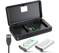 NOPWOK Accesorios de cámara para batería Sony Li-ion NP-BX1 (2 unidades) y cargador (2 canales), ZV1, ZV1F, ZV-1F, RX100 Vii(II/III/IV/VA),DSC-HX50V/300/400/RX1R, HDR-AS10/30V/50R/100VR compartimento