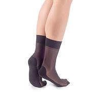 NOQ Calcetines activos para mujer, longitud redonda, 20 DEN, medias transparentes hasta el tobillo con suela de masaje, 1 par, negro, Talla única