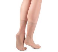 NOQ Calcetines activos para mujer, longitud redonda, 20 DEN, medias transparentes hasta el tobillo con suela de masaje, 1 par, Natural, Talla única