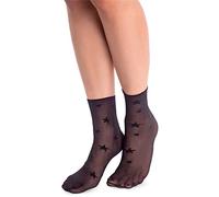 NOQ - Calcetines de moda con estampado para mujer, elegantes, transparentes, talla única, Altoa única